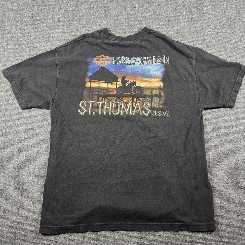 Vintage Harley-Davidson St. Thomas USVI Sunset T-Shirt Men's L Black 2011